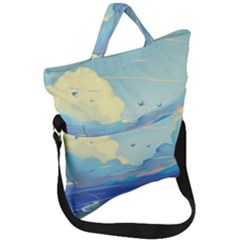 Digital Art Fantasy Landscape Fold Over Handle Tote Bag by uniart180623