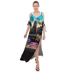 Teenage Mutant Ninja Turtles Leonardo Raphael Michelangelo Donatello Maxi Chiffon Cover Up Dress by Sarkoni