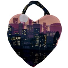 Pixel Art City Giant Heart Shaped Tote by Sarkoni