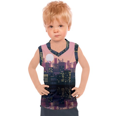 Pixel Art City Kids  Sport Tank Top by Sarkoni