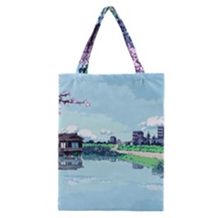 Japanese Themed Pixel Art The Urban And Rural Side Of Japan Classic Tote Bag by Sarkoni