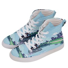 Japanese Themed Pixel Art The Urban And Rural Side Of Japan Women s Hi-top Skate Sneakers by Sarkoni