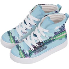 Japanese Themed Pixel Art The Urban And Rural Side Of Japan Kids  Hi-top Skate Sneakers by Sarkoni