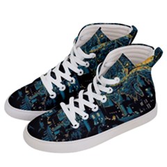 Hogwarts Starry Night Van Gogh Men s Hi-top Skate Sneakers by Sarkoni