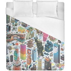 City Pattern Pixel Art Japan Duvet Cover (california King Size) by Sarkoni