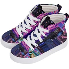 Retro City Pixel Kids  Hi-top Skate Sneakers by Sarkoni