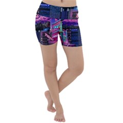 Retro City Pixel Lightweight Velour Yoga Shorts by Sarkoni