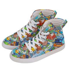 Pixel Art Retro Video Game Men s Hi-top Skate Sneakers by Sarkoni