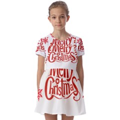 Merry Christmas Kids  Short Sleeve Pinafore Style Dress by designerey