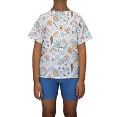 Pattern Flower Leaves, Kids  Short Sleeve Swimwear by Grandong