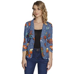 Animals Pattern Colorful Vector Women s One-button 3/4 Sleeve Short Jacket by Grandong