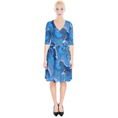 Blue Moving Texture Abstract Texture Wrap Up Cocktail Dress by Grandong