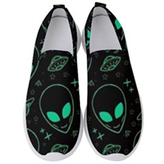 Alien Green Black Pattern Men s Slip On Sneakers by Ndabl3x