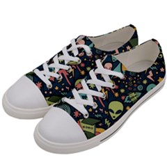 Alien Rocket Space Aesthetic Men s Low Top Canvas Sneakers by Ndabl3x