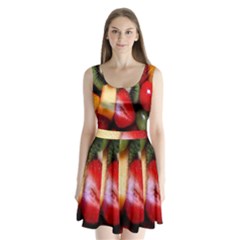 Fruits, Food, Green, Red, Strawberry, Yellow Split Back Mini Dress  by nateshop