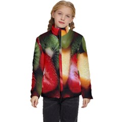 Fruits, Food, Green, Red, Strawberry, Yellow Kids  Puffer Bubble Jacket Coat by nateshop