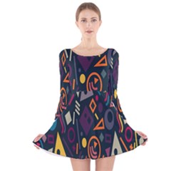 Inspired By The Colours And Shapes Long Sleeve Velvet Skater Dress by nateshop