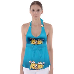 Minions, Blue, Cartoon, Cute, Friends Tie Back Tankini Top by nateshop