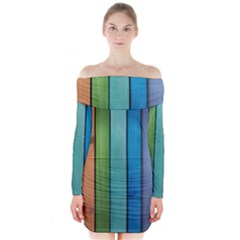 Rainbow Long Sleeve Off Shoulder Dress by zappwaits