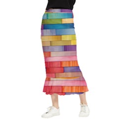 Rainbow Wood Maxi Fishtail Chiffon Skirt by zappwaits