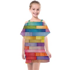 Rainbow Wood Kids  One Piece Chiffon Dress by zappwaits