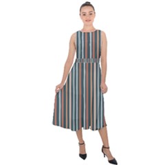 Stripes Midi Tie-back Chiffon Dress by zappwaits