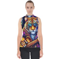 Tiger Rockingstar Mock Neck Shell Top by Sparkle