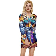 Tiger Rockingstar Long Sleeve Satin Robe by Sparkle