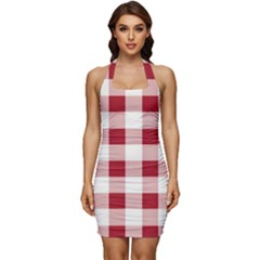 Gingham - 4096x4096px - 300dpi14 Sleeveless Wide Square Neckline Ruched Bodycon Dress by EvgeniaEsenina