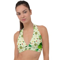 Geometric Christmas Pattern Halter Plunge Bikini Top by Grandong