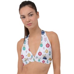 Cute Christmas Pattern Halter Plunge Bikini Top by Grandong