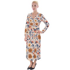 Boho Flowers Seamless Patternn Velvet Maxi Wrap Dress by Jack14