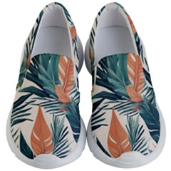 Colorful Tropical Leaf Kids Lightweight Slip Ons by Jack14