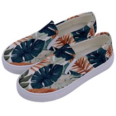 Tropical Leaf Kids  Canvas Slip Ons by Jack14