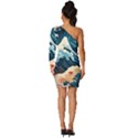 Wave pattern Long Sleeve One Shoulder Mini Dress View4