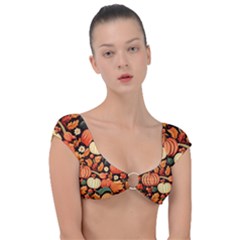 Thanksgiving Pattern Cap Sleeve Ring Bikini Top by Valentinaart