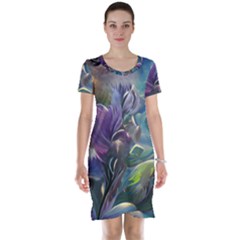 Abstract Blossoms  Short Sleeve Nightdress by Internationalstore