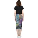 Abstract Blossoms  Inside Out Lightweight Velour Capri Leggings  View4