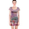 Abstract Flowers  Short Sleeve Bodycon Dress View1