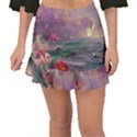 Abstract Flowers  Fishtail Mini Chiffon Skirt View1