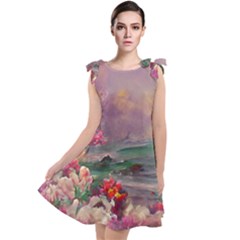 Abstract Flowers  Tie Up Tunic Dress by Internationalstore