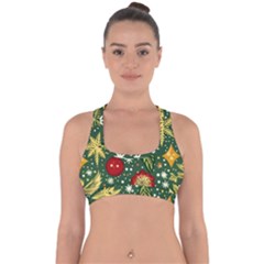 Christmas Pattern Cross Back Hipster Bikini Top  by Valentinaart