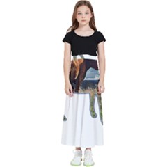 Brown Cow T- Shirt Brown Cow Painting Within A Cow Silhouette Outline T- Shirt Yoga Reflexion Pose T- Shirtyoga Reflexion Pose T- Shirt Kids  Flared Maxi Skirt by hizuto