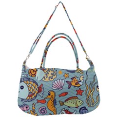 Cartoon Underwater Seamless Pattern With Crab Fish Seahorse Coral Marine Elements Removable Strap Handbag by uniart180623