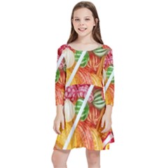 Aesthetic Candy Art Kids  Quarter Sleeve Skater Dress by Internationalstore