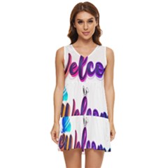 Arts Tiered Sleeveless Mini Dress by Internationalstore