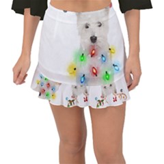 West Highland White Terrier Dog Snow T- Shirt West Highland White Terrier Dog Snow Reindeer Santa Ha Fishtail Mini Chiffon Skirt by ZUXUMI