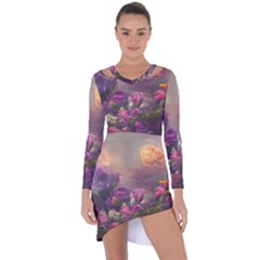 Floral Blossoms  Asymmetric Cut-out Shift Dress by Internationalstore