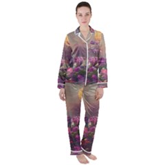 Floral Blossoms  Women s Long Sleeve Satin Pajamas Set	 by Internationalstore