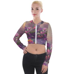 Floral Blossoms  Long Sleeve Cropped Velvet Jacket by Internationalstore